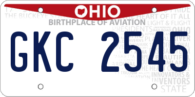 OH license plate GKC2545
