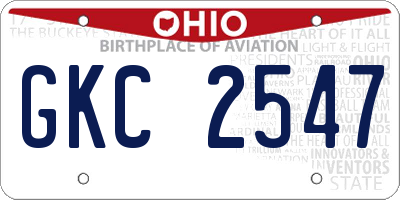 OH license plate GKC2547