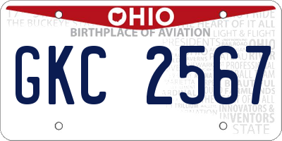 OH license plate GKC2567