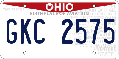 OH license plate GKC2575