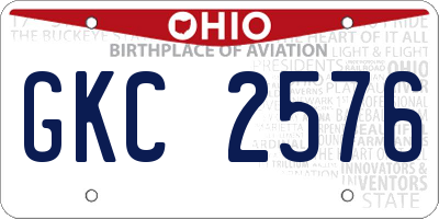 OH license plate GKC2576