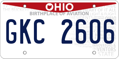 OH license plate GKC2606