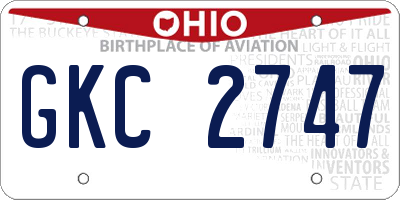 OH license plate GKC2747
