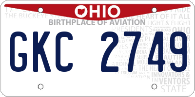 OH license plate GKC2749