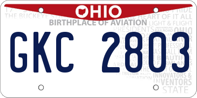 OH license plate GKC2803