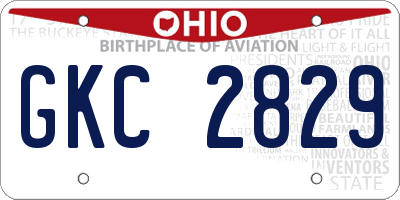 OH license plate GKC2829