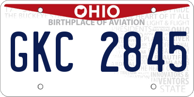 OH license plate GKC2845