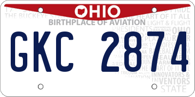 OH license plate GKC2874