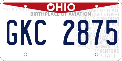 OH license plate GKC2875
