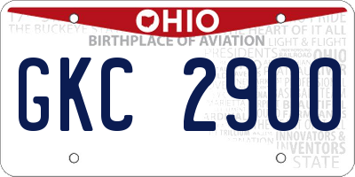 OH license plate GKC2900