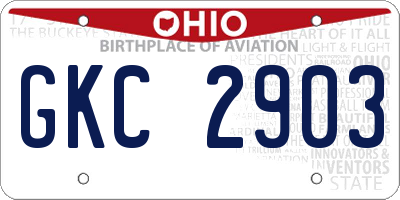 OH license plate GKC2903