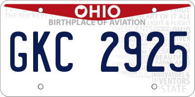 OH license plate GKC2925