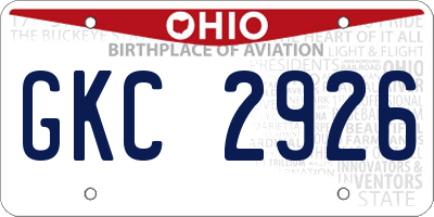 OH license plate GKC2926