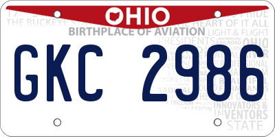 OH license plate GKC2986