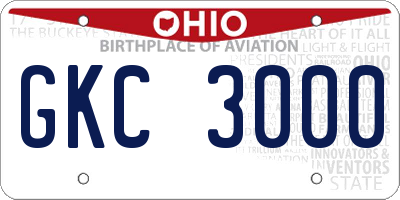 OH license plate GKC3000