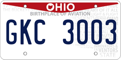OH license plate GKC3003