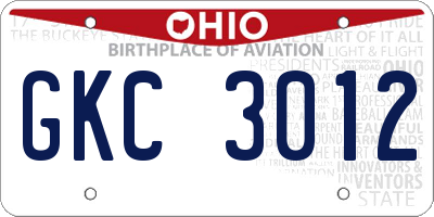 OH license plate GKC3012
