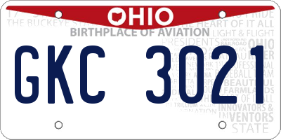 OH license plate GKC3021
