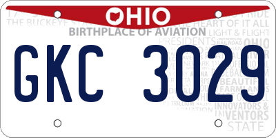 OH license plate GKC3029