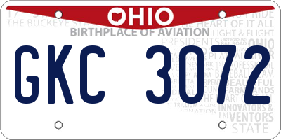 OH license plate GKC3072