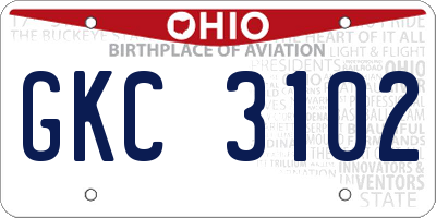 OH license plate GKC3102