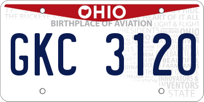OH license plate GKC3120