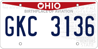 OH license plate GKC3136