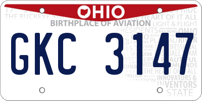 OH license plate GKC3147