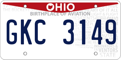 OH license plate GKC3149