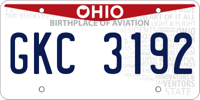 OH license plate GKC3192