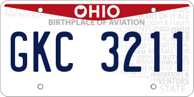 OH license plate GKC3211