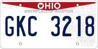 OH license plate GKC3218