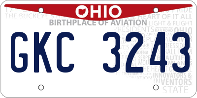 OH license plate GKC3243