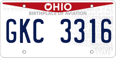 OH license plate GKC3316