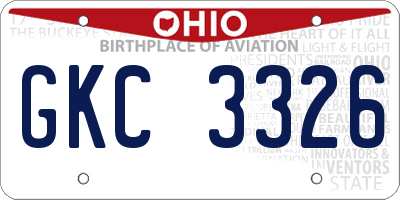 OH license plate GKC3326