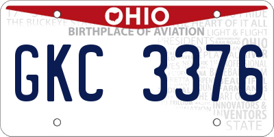 OH license plate GKC3376