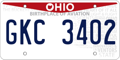 OH license plate GKC3402