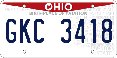 OH license plate GKC3418