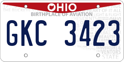 OH license plate GKC3423