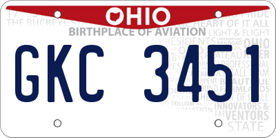OH license plate GKC3451