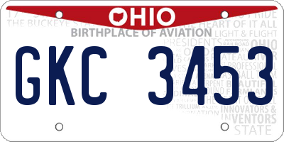 OH license plate GKC3453