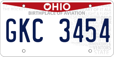 OH license plate GKC3454