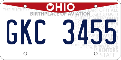 OH license plate GKC3455