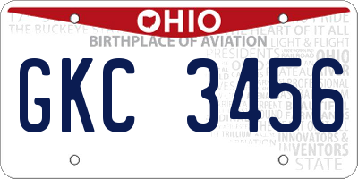 OH license plate GKC3456