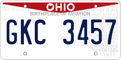OH license plate GKC3457