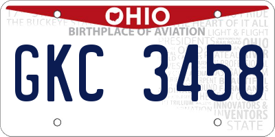 OH license plate GKC3458