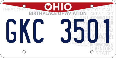 OH license plate GKC3501