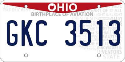 OH license plate GKC3513