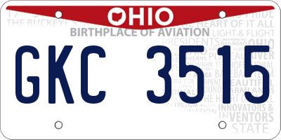 OH license plate GKC3515
