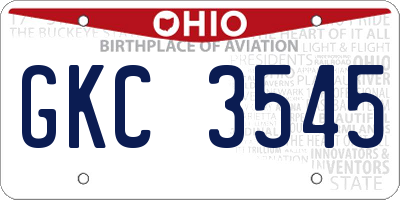 OH license plate GKC3545